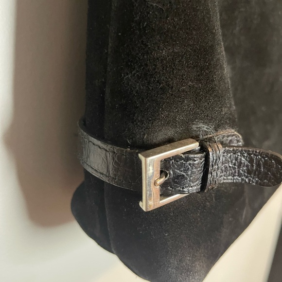 Vintage black suede and alligator crossbody bag - Picture 3 of 13
